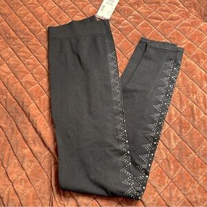 NWT BONGO Black Leggings with Silver Accents